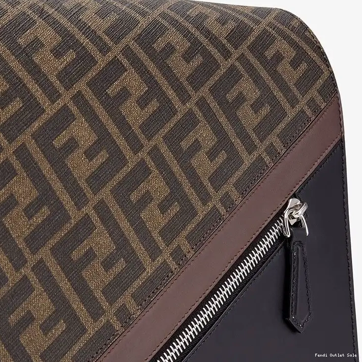 Affordable FF Bag Large Messenger Brown Fendi Fabric Motif In 0611